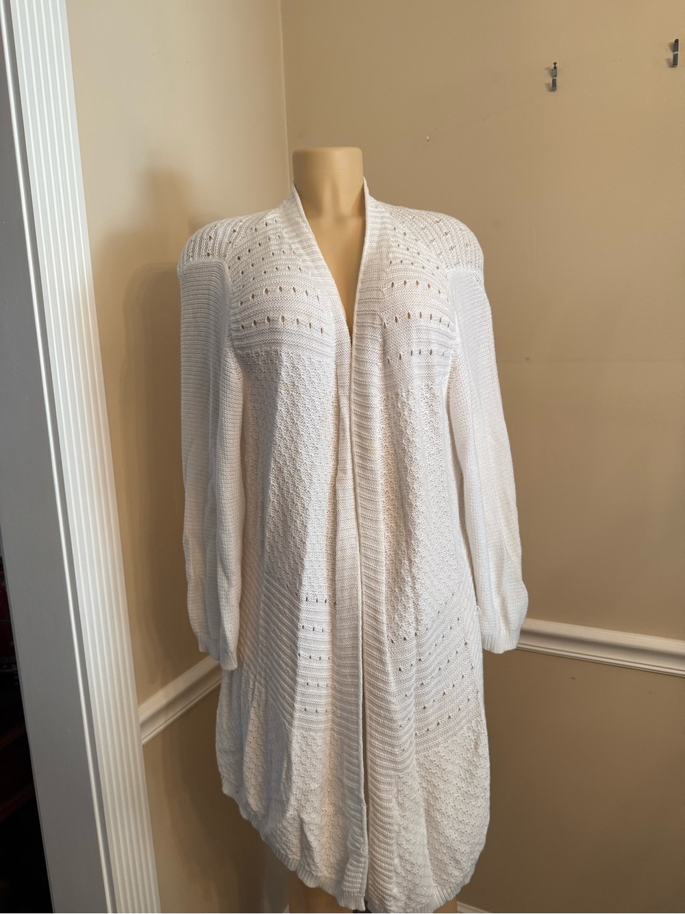 St. John's Bay Cream Open-Front Knit Cardigan